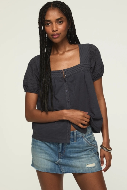 SHORT SLEEVE SQUARE NECK TOP, image 1