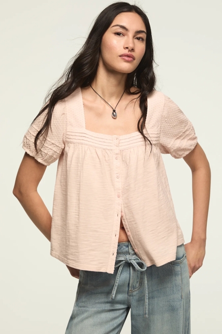 SHORT SLEEVE SQUARE NECK TOP, image 1