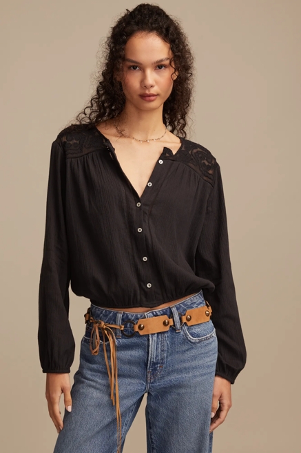 LONG SLEEVE PINTUCK BUBBLE TOP, image 1