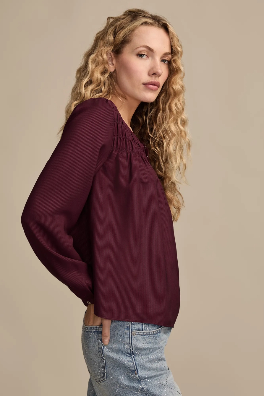 SMOCKED YOKE PEASANT TOP, image 4