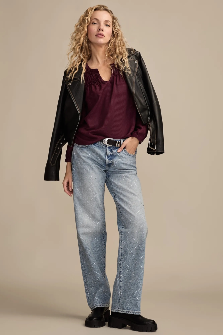 SMOCKED YOKE PEASANT TOP, image 5