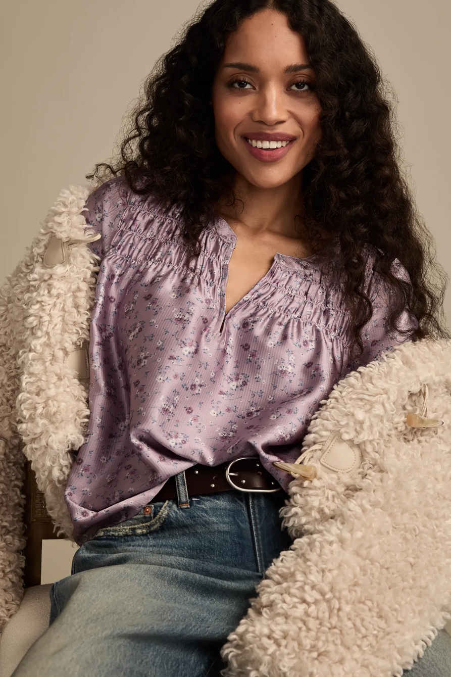 SMOCKED YOKE PEASANT TOP, image 5