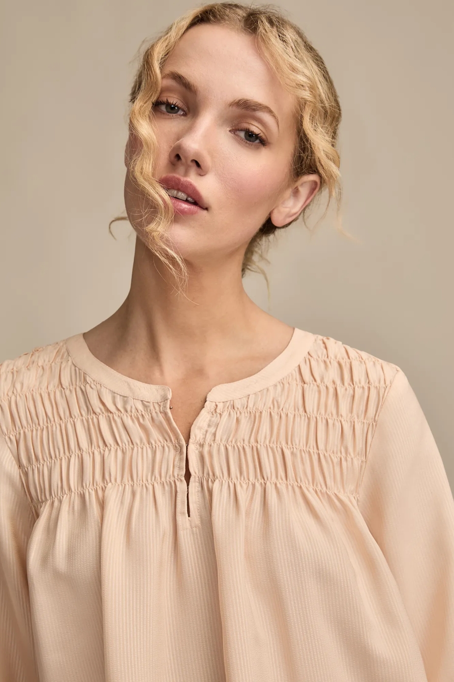 SMOCKED YOKE PEASANT TOP, image 2