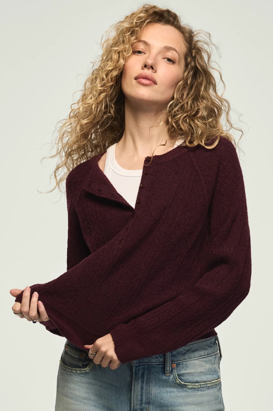 CLOUD SOFT POINTELLE HENLEY SWEATER, image 2