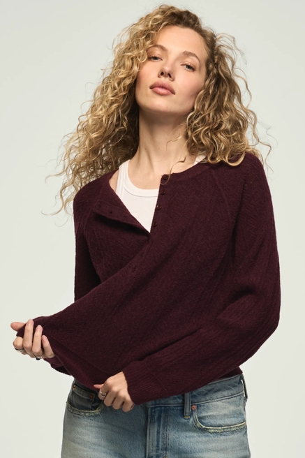 CLOUD SOFT POINTELLE HENLEY SWEATER, image 2