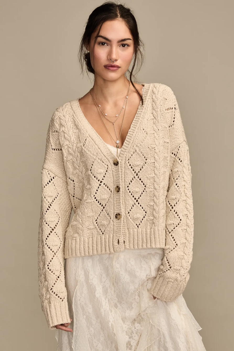 CROPPED CABLE CARDIGAN, image 1