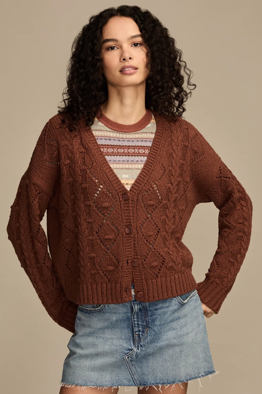 CROPPED CABLE CARDIGAN, image 1