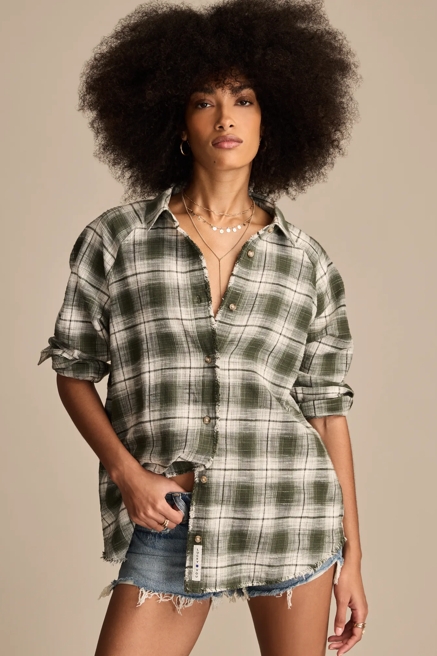 TUNIC PLAID BUTTON DOWN SHIRT, image 2