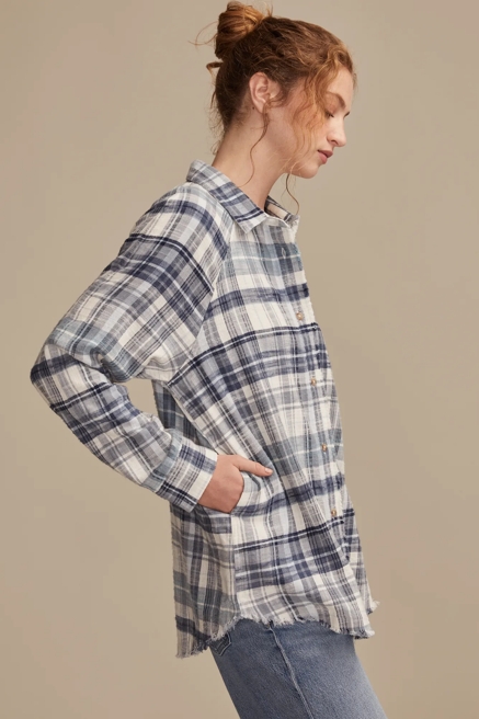 TUNIC PLAID BUTTON DOWN SHIRT, image 4