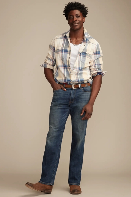 LONG SLEEVE INDIGO PLAID MESA WESTERN SHIRT, image 2