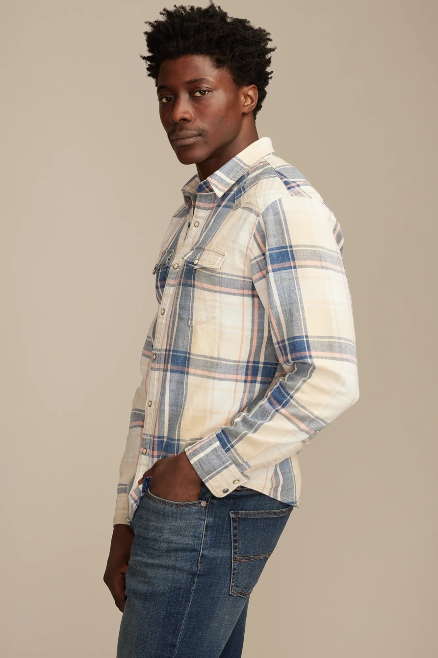 LONG SLEEVE INDIGO PLAID MESA WESTERN SHIRT, image 5