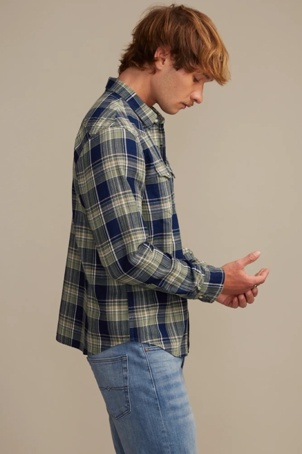 LONG SLEEVE INDIGO PLAID MESA WESTERN SHIRT, image 4