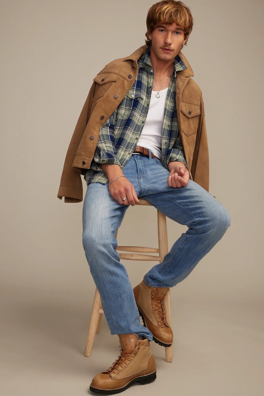 LONG SLEEVE INDIGO PLAID MESA WESTERN SHIRT, image 5