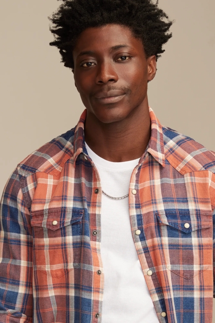 LONG SLEEVE INDIGO PLAID MESA WESTERN SHIRT, image 2