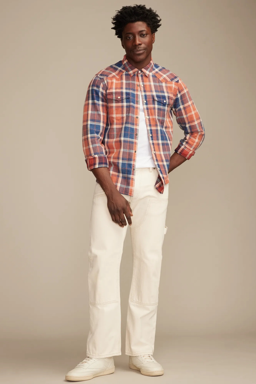 LONG SLEEVE INDIGO PLAID MESA WESTERN SHIRT, image 5