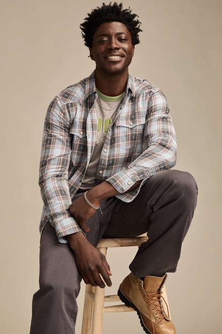 LONG SLEEVE DOBBY WESTERN SHIRT, image 1