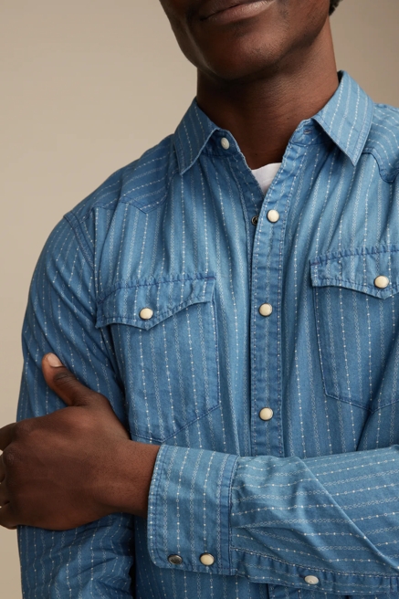 LONG SLEEVE INDIGO STRIPE MESA WESTERN, image 2