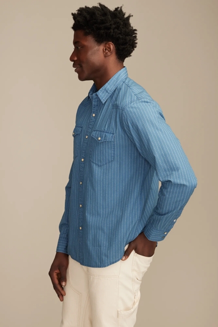 LONG SLEEVE INDIGO STRIPE MESA WESTERN, image 4