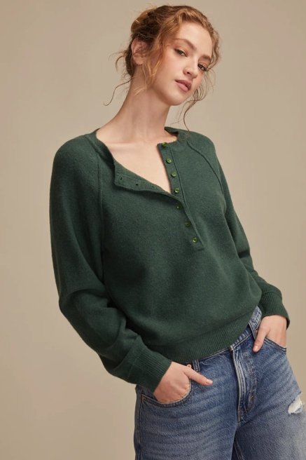 RELAXED HENLEY SWEATER, image 1