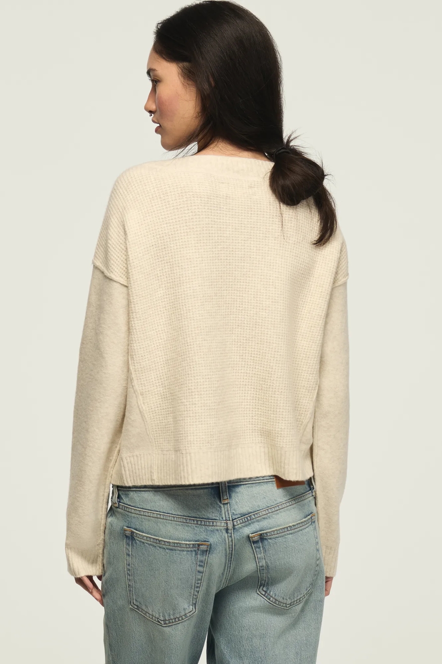 WAFFLE SLOUCHY VNECK SWEATER, image 3