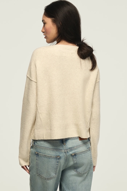 WAFFLE SLOUCHY VNECK SWEATER, image 3