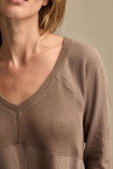 WAFFLE MIX V NECK TOP, image 2