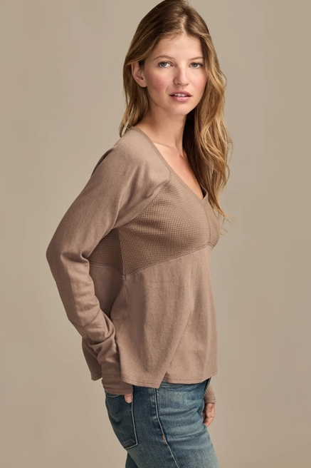 WAFFLE MIX V NECK TOP, image 4