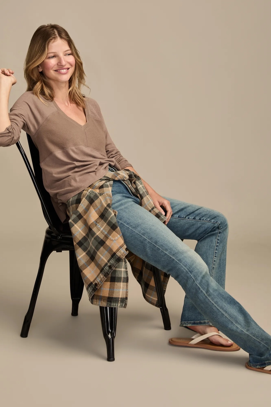 WAFFLE MIX V NECK TOP, image 5