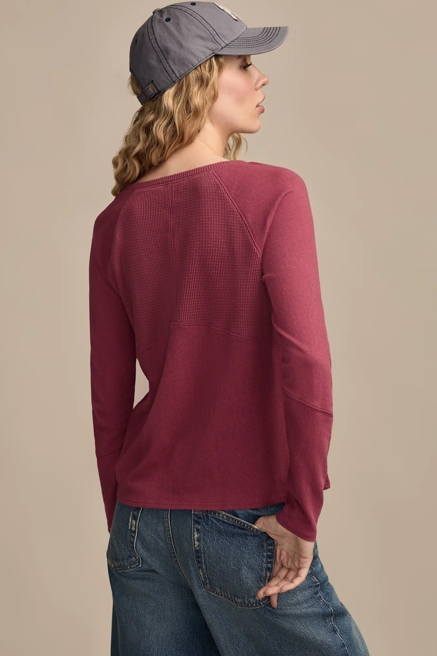 WAFFLE MIX V NECK TOP, image 3