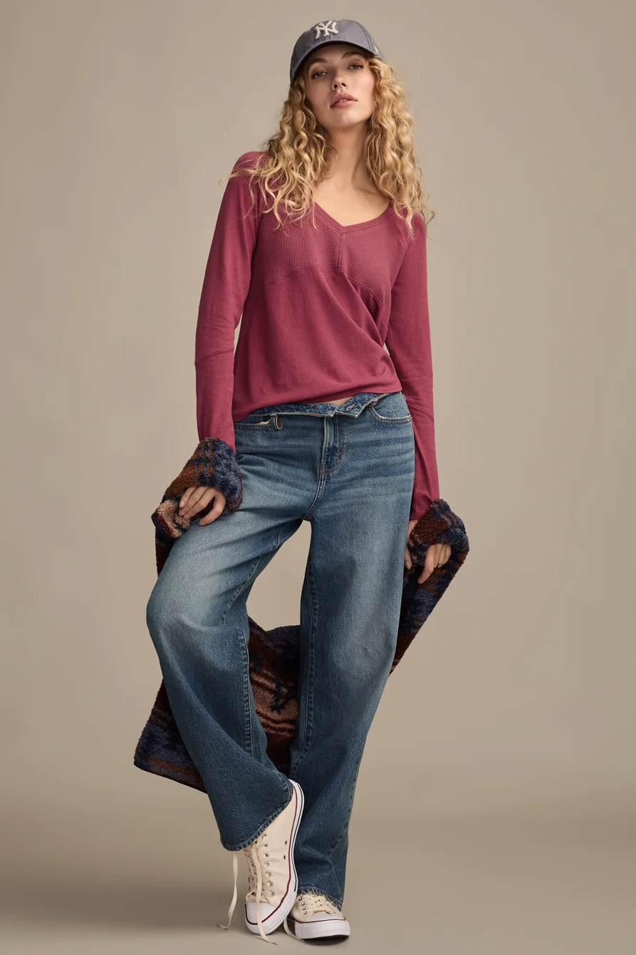 WAFFLE MIX V NECK TOP, image 5