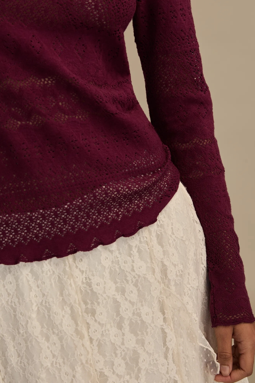 LACE CREW NECK TOP, image 5