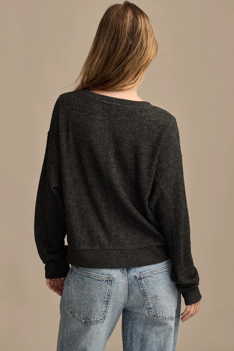 WAFFLE CREW NECK TOP, image 3