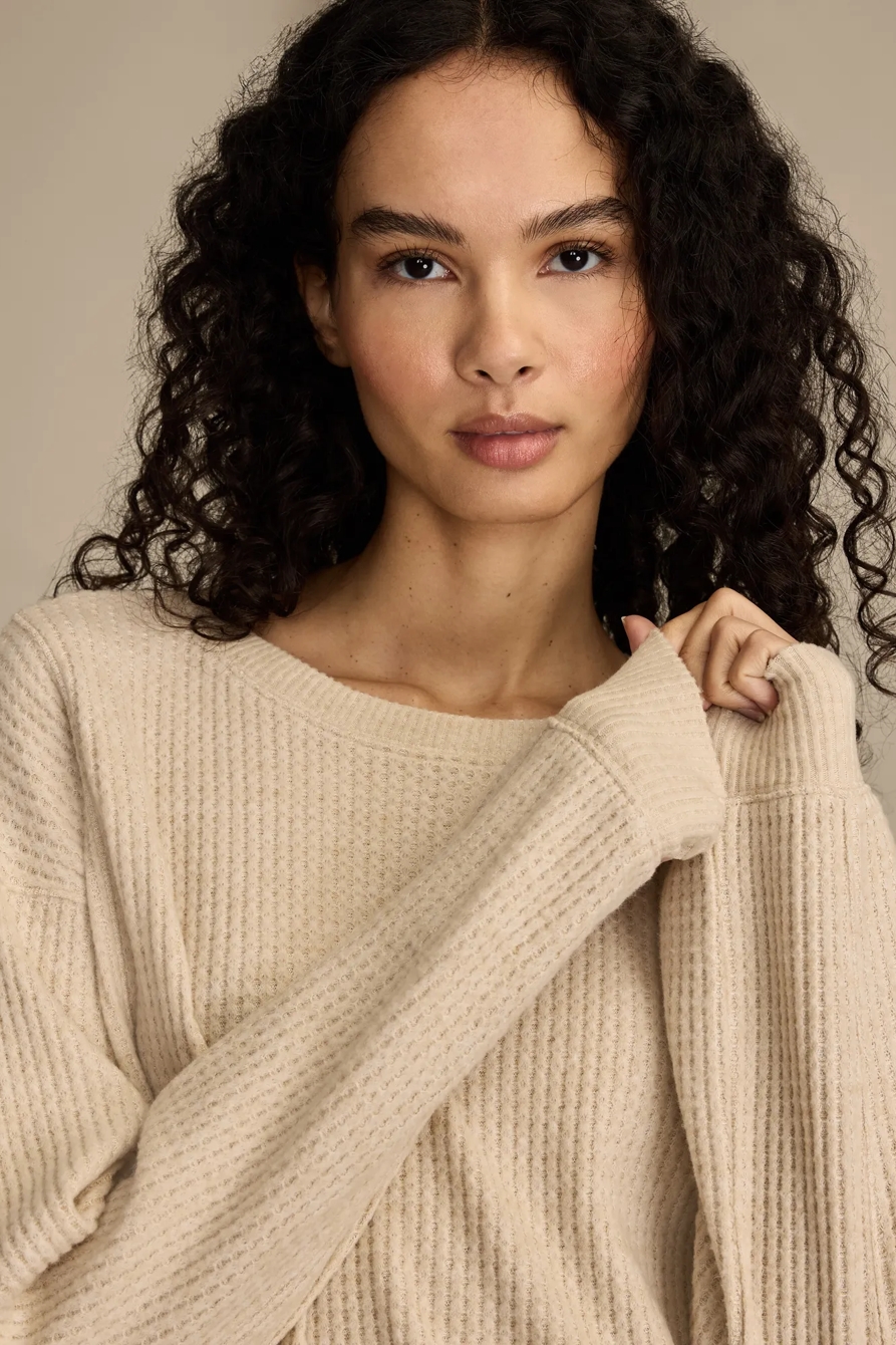 WAFFLE CREW NECK TOP, image 2