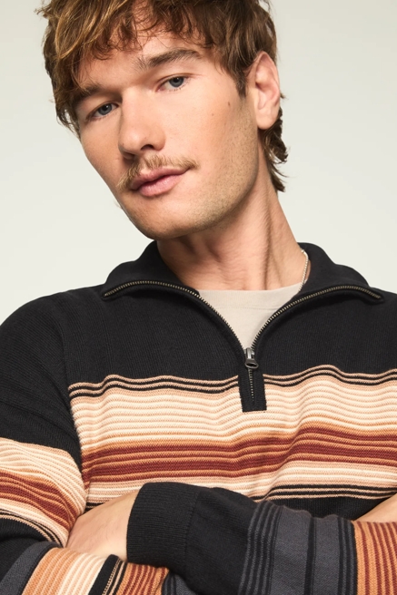 1/4 ZIP OMBRE STRIPE MOCK NECK SWEATER, image 2