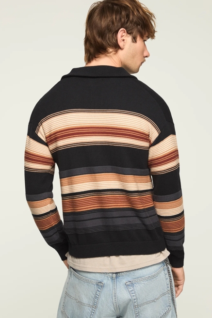 1/4 ZIP OMBRE STRIPE MOCK NECK SWEATER, image 3
