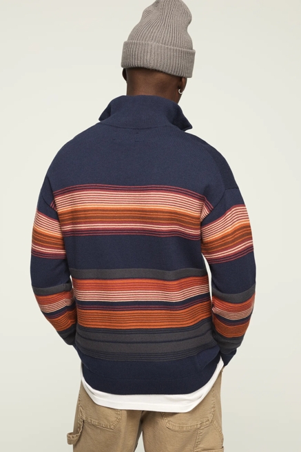 1/4 ZIP OMBRE STRIPE MOCK NECK SWEATER, image 3