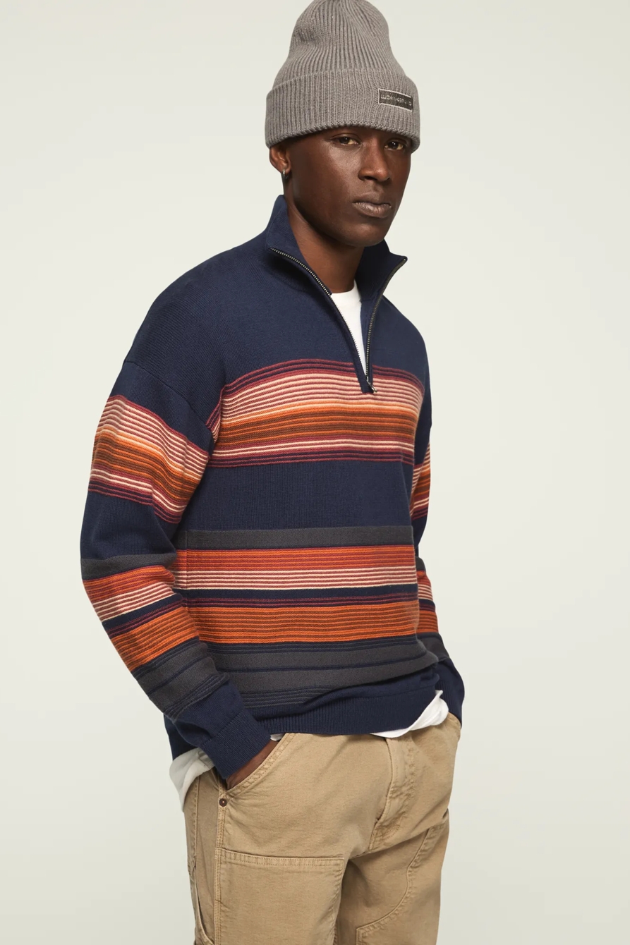 1/4 ZIP OMBRE STRIPE MOCK NECK SWEATER, image 4