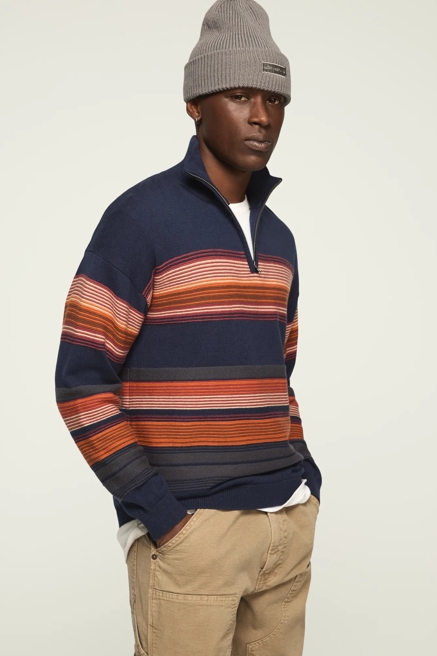1/4 ZIP OMBRE STRIPE MOCK NECK SWEATER, image 4