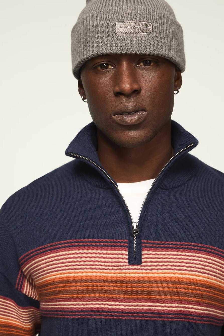 1/4 ZIP OMBRE STRIPE MOCK NECK SWEATER, image 5