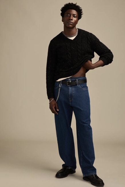 V-Neck Cable Sweater, image 2