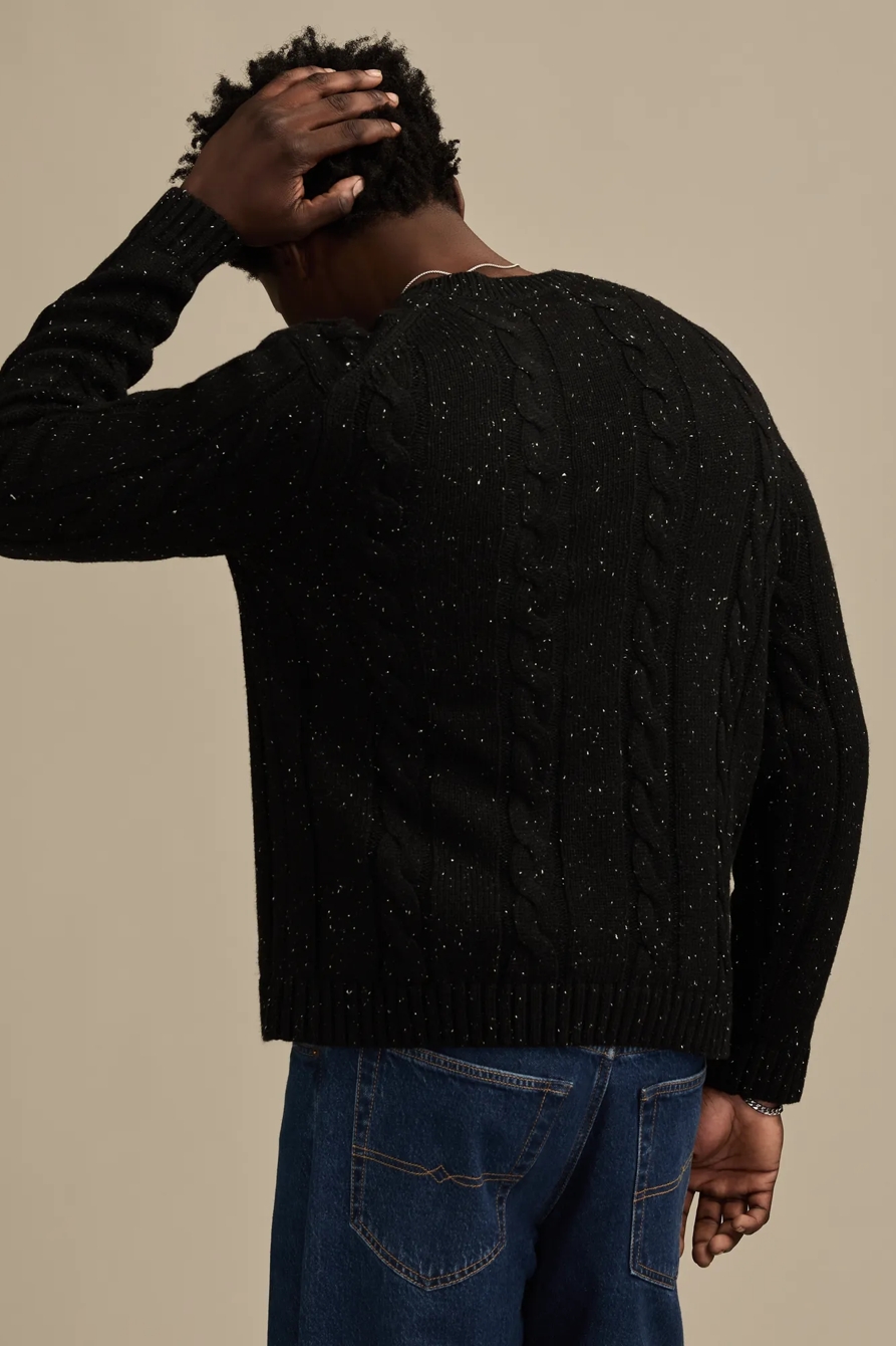 V-Neck Cable Sweater, image 3