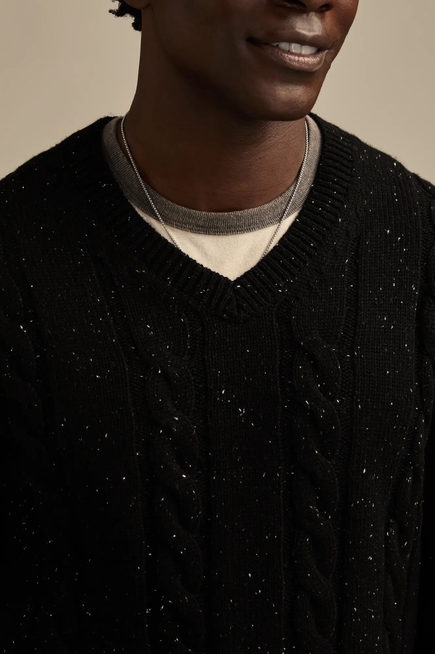 V-Neck Cable Sweater, image 5