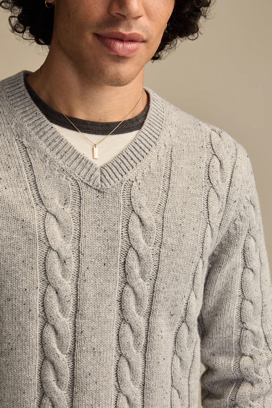 V-Neck Cable Sweater, image 2