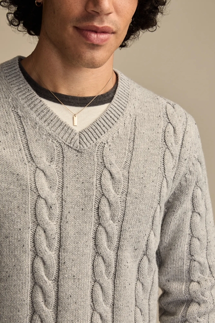 V-Neck Cable Sweater, image 2