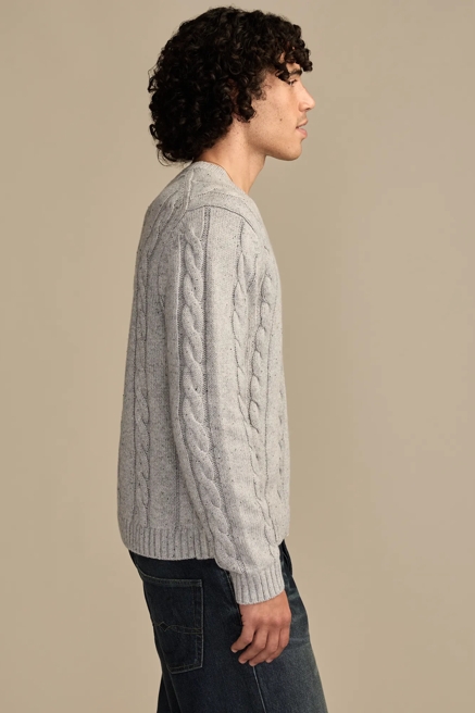 V-Neck Cable Sweater, image 4