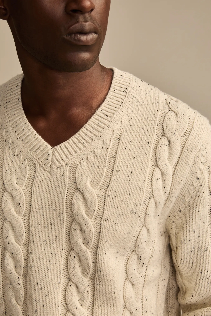 V-Neck Cable Sweater, image 2