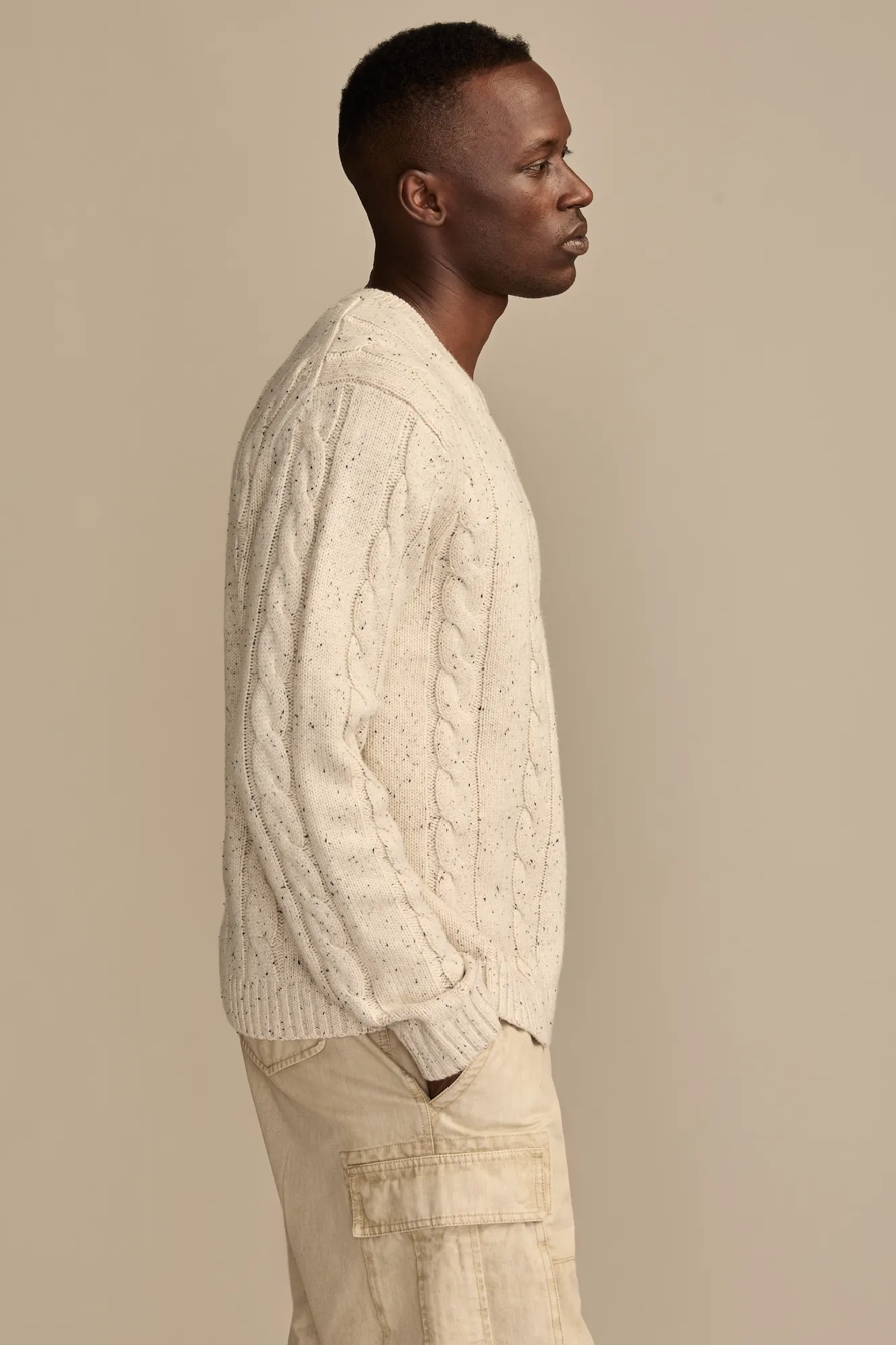 V-Neck Cable Sweater, image 4