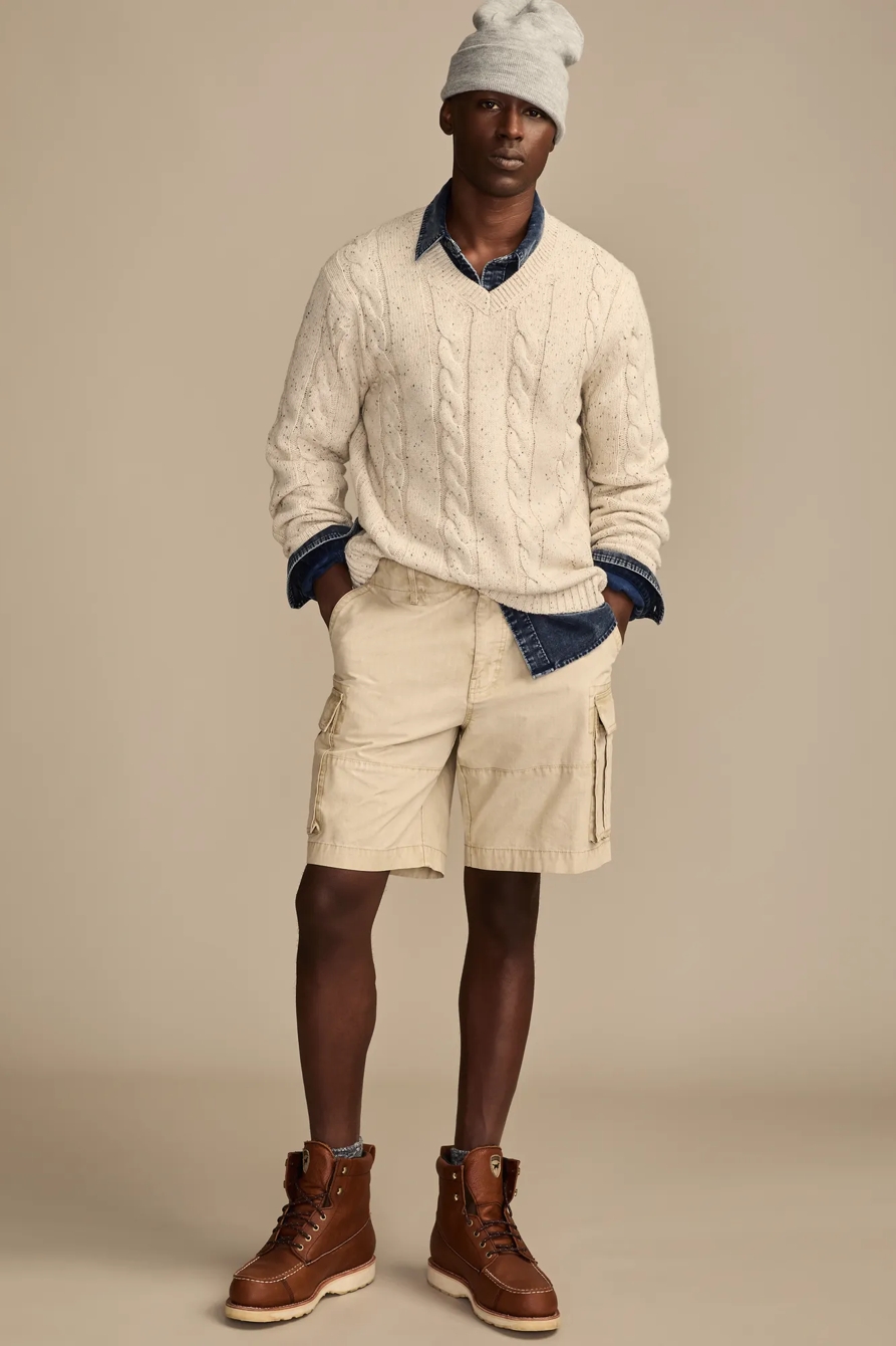 V-Neck Cable Sweater, image 5