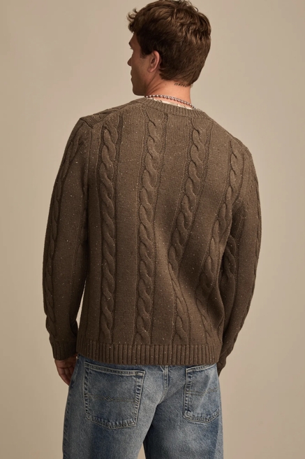 V-Neck Cable Sweater, image 3