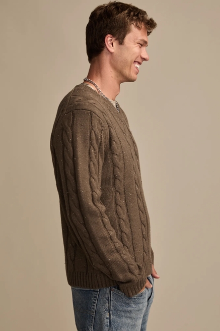 V-Neck Cable Sweater, image 4